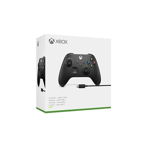  Xbox Core Wireless Gaming Controller + USB-C® Cable - Carbon Black - Xbox Series X|S, Xbox One, Windows PC, Android, and iOS