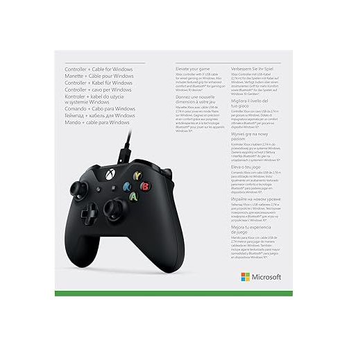  Microsoft Xbox Wireless Controller and Cable for Windows - Cable for Windows included - Wireless - Bluetooth - Xbox One exclusive - 9 ft cable length