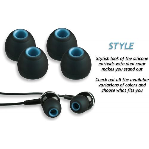  [아마존베스트]XCESSOR (S) 7 Pairs (14 Pcs) Silicone Replacement Earbuds Small Size Replacement Earbuds for Popular In-Ear Headphones Black/Blue