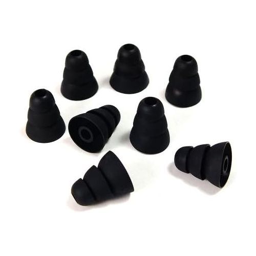  [아마존베스트]Xcessor Triple Flange Conical Replacement Silicone Earbuds 4 Pairs (Set of 8 Pieces). Compatible With Most In Ear Headphone Brands. Size: LARGE. Black