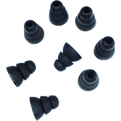  [아마존베스트]Xcessor Triple Flange Conical Replacement Silicone Earbuds 4 Pairs (Set of 8 Pieces). Compatible With Most In Ear Headphone Brands. Size: LARGE. Black