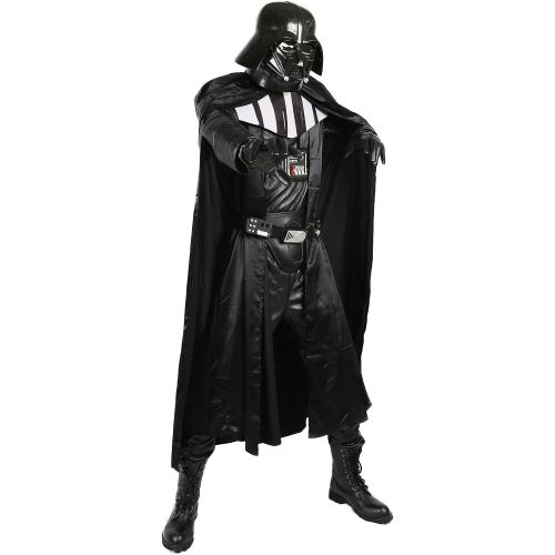  Xcoser Darth Vader Costume All Black One-Piece Garment PU Leather Costume