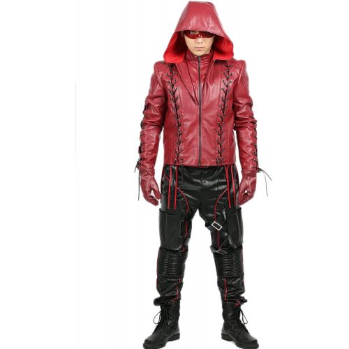  Xcoser XCOSER Mens Deluxe S4 Arrow Cosplay Costume PU Leather Full Suit Adult 2016