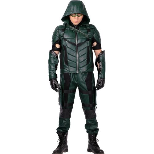  Xcoser XCOSER Mens Deluxe S4 Arrow Cosplay Costume PU Leather Full Suit Adult 2016