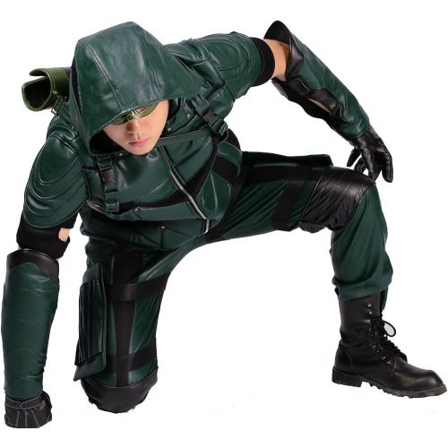  Xcoser XCOSER Mens Deluxe S4 Arrow Cosplay Costume PU Leather Full Suit Adult 2016