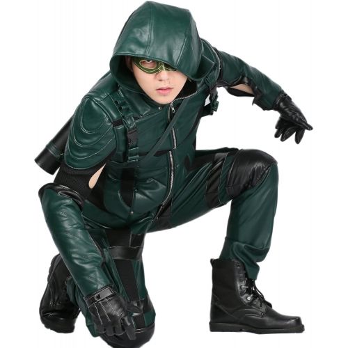  Xcoser XCOSER Mens Deluxe S4 Arrow Cosplay Costume PU Leather Full Suit Adult 2016