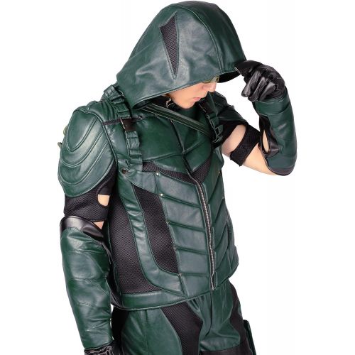  Xcoser XCOSER Mens Deluxe S4 Arrow Cosplay Costume PU Leather Full Suit Adult 2016