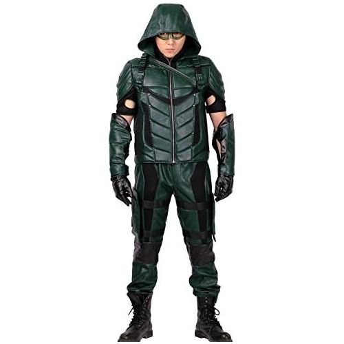  Xcoser Green Arrow Costume Mask with Quiver for Adult Halloween Cosplay S4