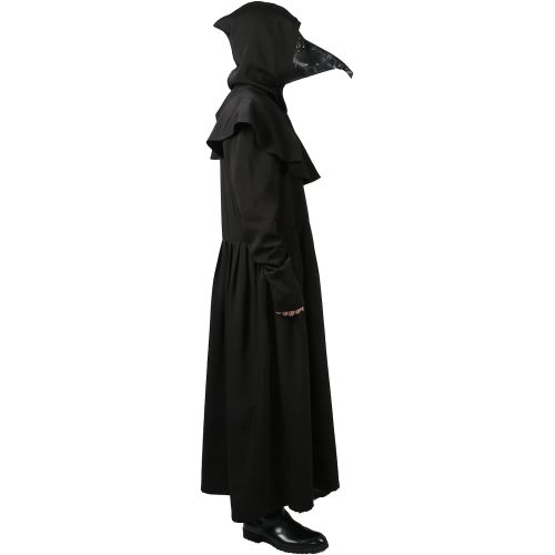  Xcoser xcoser Plague Doctor Mask & Costume Robe Cloak Outfit for Adult Halloween Clothing Black