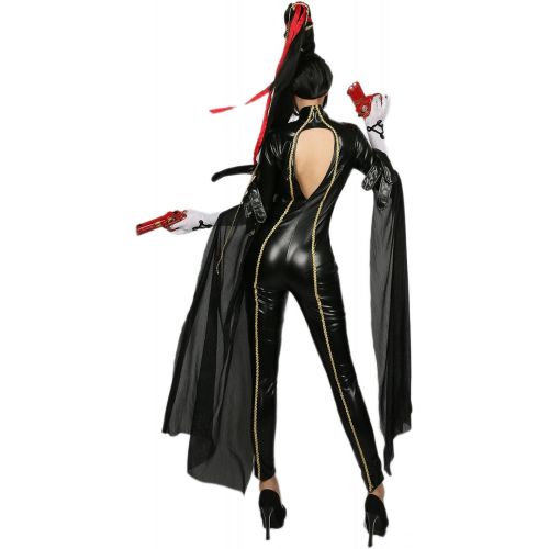  Xcoser Bayonetta Costume Deluxe Black PU Jumpsuit Women Cosplay Suit