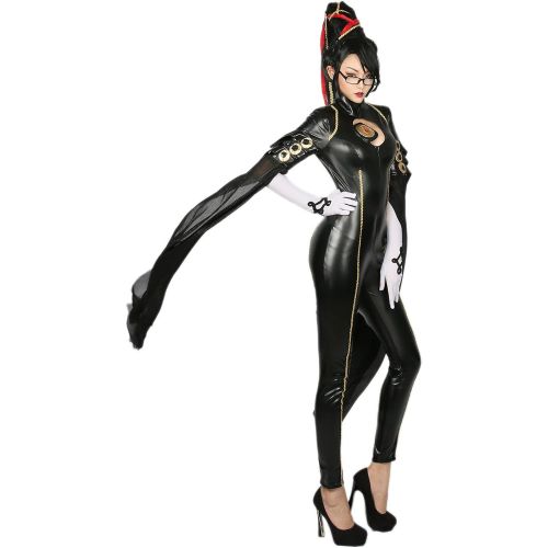  Xcoser Bayonetta Costume Deluxe Black PU Jumpsuit Women Cosplay Suit