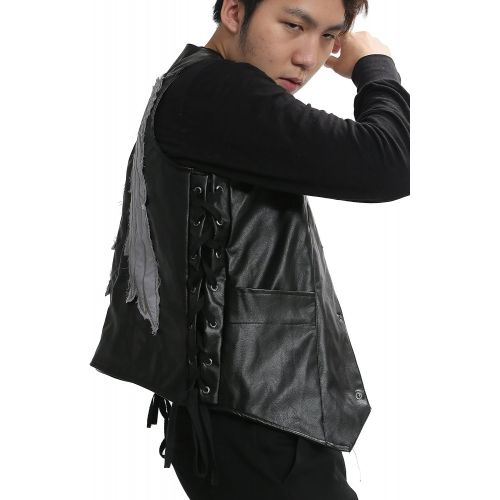  Xcoser xcoser Mens Daryl Dixon Vest with Wings PU Leather Jacket Costume Black