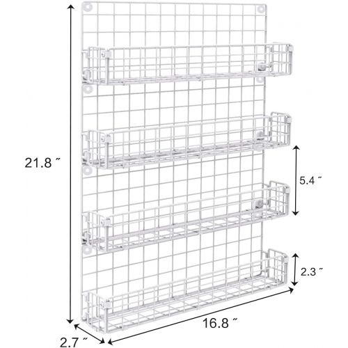  X-cosrack Spice Racks Organizer Wall Mounted 4-Tier Spice Racks,Great for Kitchen and Pantry Storing Spices, Household Items,Bathroom and More,White(Patent No.:D909138S)