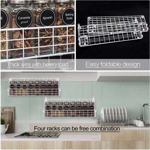  X-cosrack Spice Racks Organizer Wall Mounted 4-Tier Spice Racks,Great for Kitchen and Pantry Storing Spices, Household Items,Bathroom and More,White(Patent No.:D909138S)