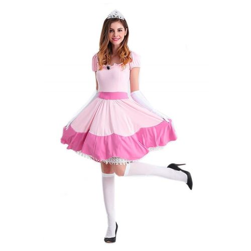  Xcostume Princess Peach Super Mario Dress for Womens Girls Halloween Cosplay Costume