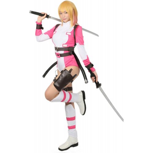  Xcostume Gwenpool Costume Deluxe Suit Belt Full Set Superhero Cosplay Outfit Accessory