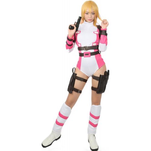  Xcostume Gwenpool Costume Deluxe Suit Belt Full Set Superhero Cosplay Outfit Accessory