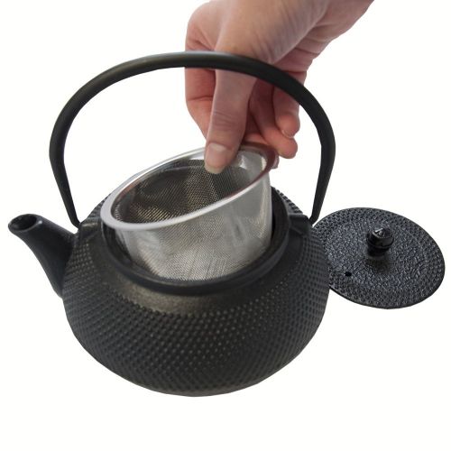  Xena Traditional Japanese Tea Kettle Iron Teapot Gift Set Cast 7 Piece Teacup Set with Trivet Stand Tray and Stainless Steel Strainer Tea Pot with Infuser