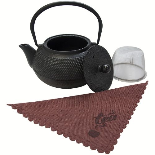  Xena Traditional Japanese Tea Kettle Iron Teapot Gift Set Cast 7 Piece Teacup Set with Trivet Stand Tray and Stainless Steel Strainer Tea Pot with Infuser