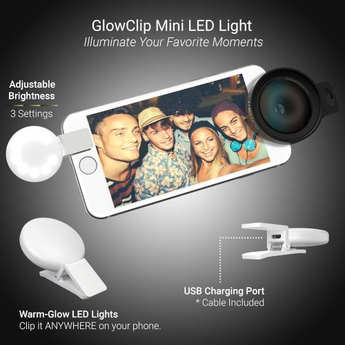  Xenvo Pro Lens Kit for iPhone and Android, Macro and Wide Angle Lens with LED Light and Travel Case