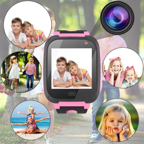  Xenzy Kids Smart Phone Watch Girls Boys 1.5 Touch HD GPS Tracker with 2 Way Call SOS Camera Flashlight Alarm Fitness Tracker Christmas New Year Party Electronic Learning Toy Birthday Gif