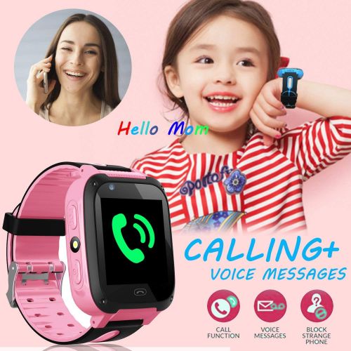  Xenzy Kids Smart Phone Watch Girls Boys 1.5 Touch HD GPS Tracker with 2 Way Call SOS Camera Flashlight Alarm Fitness Tracker Christmas New Year Party Electronic Learning Toy Birthday Gif
