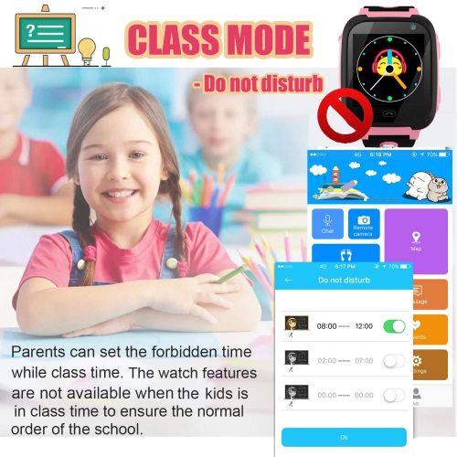  Xenzy Kids Smart Phone Watch Girls Boys 1.5 Touch HD GPS Tracker with 2 Way Call SOS Camera Flashlight Alarm Fitness Tracker Christmas New Year Party Electronic Learning Toy Birthday Gif