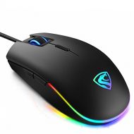 RGB Gaming Mouse Wired LED Mice, Xergur Backlit Optical USB Mouse with 8 Programmable Buttons, Comfortable Hand Feeling Mouse for Laptop PC Computer Gamer (Black)