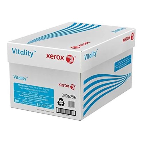  Xerox Vitality Multipurpose Printer Paper, Letter Size Paper, 92 Brightness, 20 Lb, 30% Recycled, FSC Certified, 500 Sheets Per Ream, Case of 10 Reams