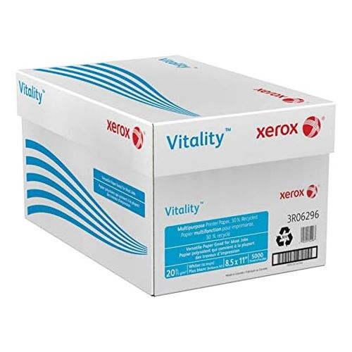  Xerox Vitality Multipurpose Printer Paper, Letter Size Paper, 92 Brightness, 20 Lb, 30% Recycled, FSC Certified, 500 Sheets Per Ream, Case of 10 Reams