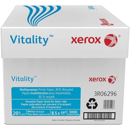  Xerox Vitality Multipurpose Printer Paper, Letter Size Paper, 92 Brightness, 20 Lb, 30% Recycled, FSC Certified, 500 Sheets Per Ream, Case of 10 Reams