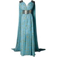 할로윈 용품Xfang Womens Chiffon dress Halloween Cosplay Costume Blue Long Train Dress