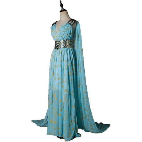  할로윈 용품Xfang Womens Chiffon dress Halloween Cosplay Costume Blue Long Train Dress