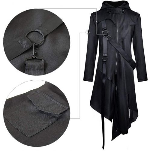  할로윈 용품Xfang Men Long Sleeve Steampunk Victorian Jacket Gothic Belt Swallow-Tail Coat Cosplay Costume Vintage Halloween Long Uniform