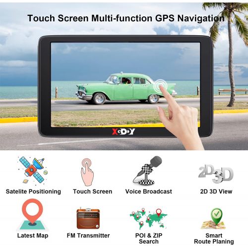  XGODY GPS Navigation for Car Truck GPS Navigation System 2022 Map 7 Inch Touchscreen Car GPS Navigator 8GB 256M with Voice Guidance and Speed Camera Warning Auto GPS with Lifetime