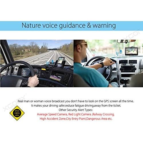  XGODY Trucking GPS, Xgody 7 Inch GPS Navigation for Car BT 8GB Pre-Loaded USCAMX 2018 Maps GPS Navigation System Support AVin FM Speed Camera Alerts Lifetime Maps Upload