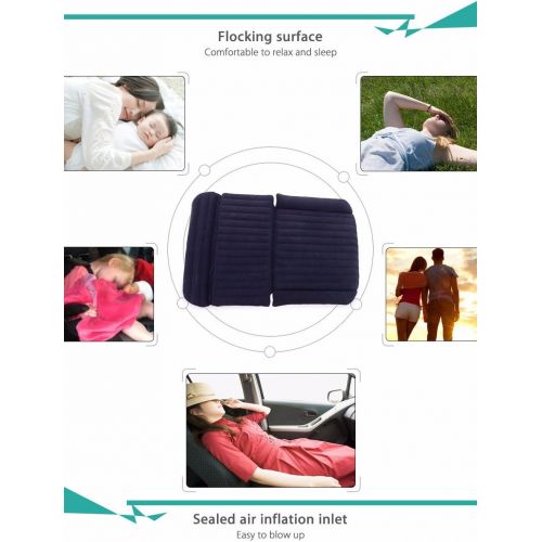  xhope Drive Travel Inflatable Car Bed SUV Back Seat Cover Air Mattress Camping Companion Flocking Cloth with 2 air taps,Car Electric Air Pump