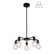 XiNBEi Lighting Chandelier Lights 5 Light Modern Pendant Light with Dimmable LED Filament Bulb in Matt Black, Vintage Industrial Ceiling Light XiNBEi-Lighting XB-C1211-5-MBK