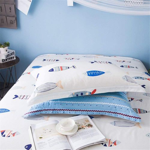  XiXiLi 3 Pieces Bedding Sets Full/Queen 100% Cotton,Premium Reversible Teen Seaworld Duvet Cover Set Queen for Boys Girls Adults Zipper Closure,Soft,Breathable,No Comforter