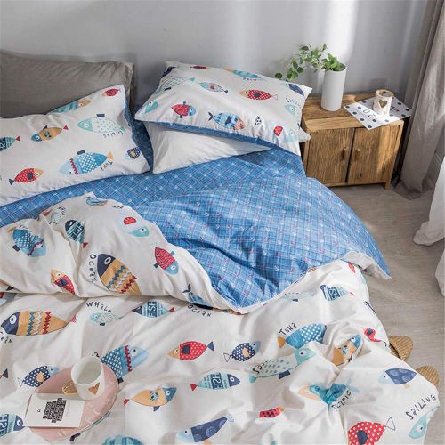  XiXiLi 3 Pieces Bedding Sets Full/Queen 100% Cotton,Premium Reversible Teen Seaworld Duvet Cover Set Queen for Boys Girls Adults Zipper Closure,Soft,Breathable,No Comforter