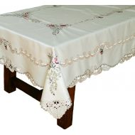 Xia Home Fashions Splendid Meadow Embroidered Cutwork Floral Tablecloth, 70-Inch by 90-Inch
