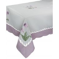 Xia Home Fashions Tulip Embroidered Cutwork Floral Tablecloth, 70 by 108-Inch, Lilac