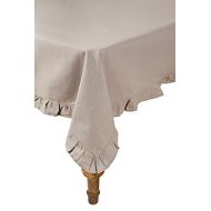 Xia Home Fashions Ruffle Trim Solid Tablecloth, 72 by 120-Inch, Taupe