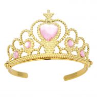 XiangGuanQianYing Tiaras and Crowns for Little Girls Plastic Gold Tiara Pink Ruby for Girls with Gift Wrap