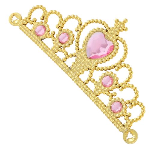  XiangGuanQianYing Tiaras and Crowns for Little Girls Plastic Gold Tiara Pink Ruby for Girls with Gift Wrap