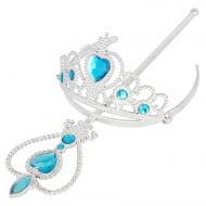 XiangGuanQianYing Princess Dress-Up Costume Accessary Tiara and Wand Set Silver