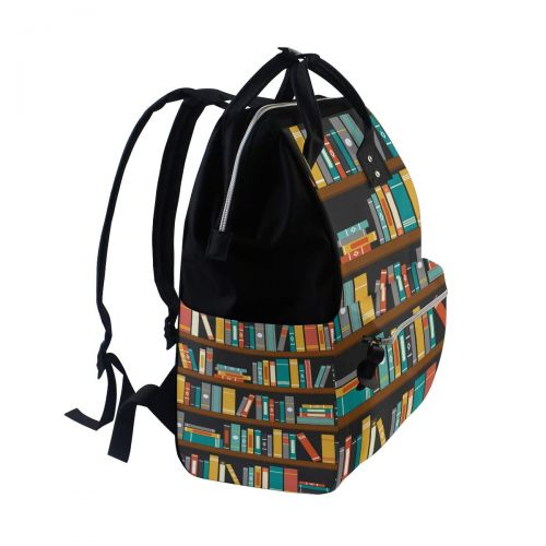  XiangHeFu Women Casual Backpack Library Book Shelf School Bag Wide Open Work Doctor Style Daypack Canvas for Ladies Girls Rucksack