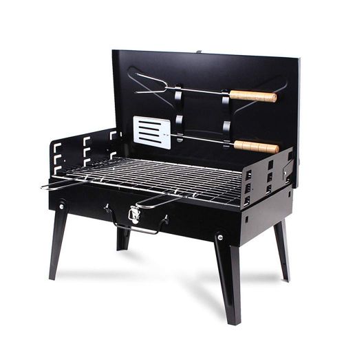  Xiangban Portable BBQ Charcoal Grill Set with Fork & Spatula - Small Barbeque Grills for Cooking Picnic Camping