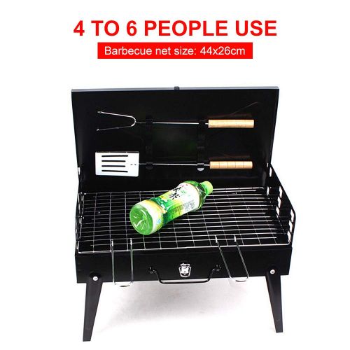  Xiangban Portable BBQ Charcoal Grill Set with Fork & Spatula - Small Barbeque Grills for Cooking Picnic Camping