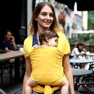 Xiangtat Baby Wrap Carrier Comfortable Infant Wrap Natural Cotton Hip Seat Baby Sling Carrier Backpack Pouch for Postpartum Newborn Birth to 35Lbs (Yellow)